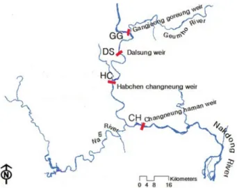Fig. 1. Sampling sites in the Nakdong River.