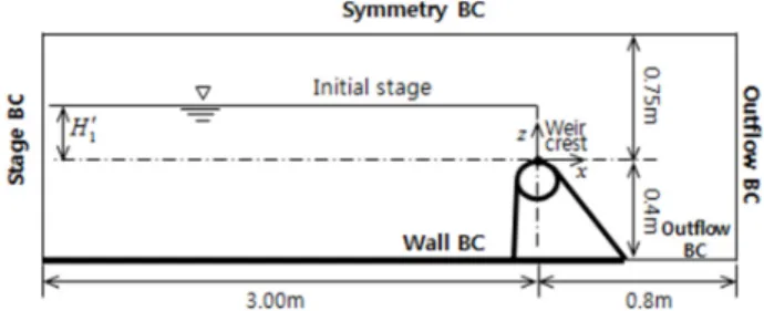 Fig. 2. Numerical experiment setup and boundary conditions  for the modeling (no scale).
