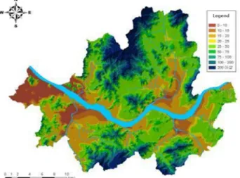 Fig. 1. Distribution of surface height in Seoul.