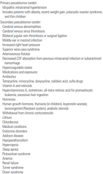 Table 3. Pseudotumor cerebri syndrome Primary pseudotumor cerebri