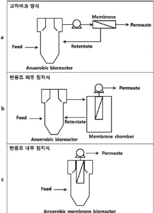 Fig. 2.  Schematic of anaerobic membrane bioreactors(AnMBRs); 