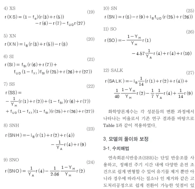 Table 1. Stoichiometric coefficients