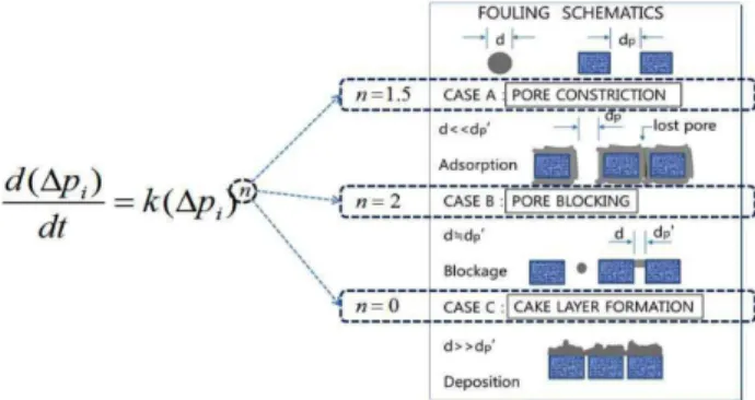 Fig. 1. Three fouling mechanisms for the fouling model