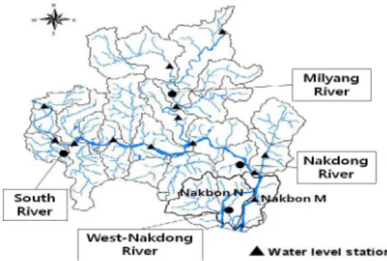 Fig. 2. Calibration and Verification sites and water level stations.