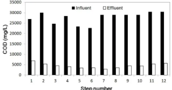 Fig. 3. Variation of COD concentration each steps