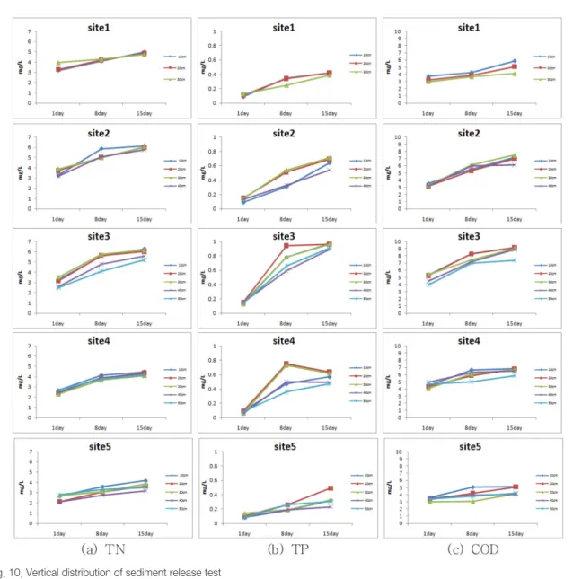 Fig. 11. Average of sediment release test for vertical distributionFig. 10. Vertical distribution of sediment release test