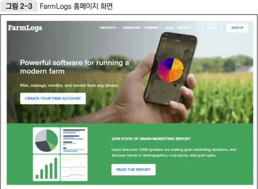 그림 2-3  FarmLogs 홈페이지 화면