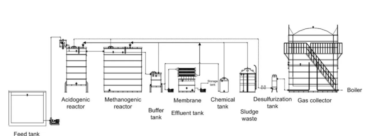 Fig.  1.  Schematic  diagram  of  a  pilot  scale  two-phase  anaerobic  digestion  with  ultra  filtration