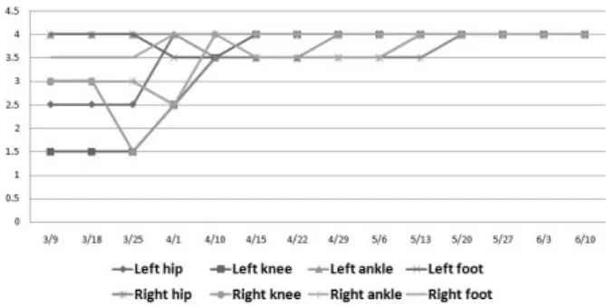Fig.  5.  The  change  of  both  lower  extremity  MMT.