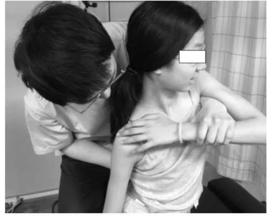 Fig.  1.  MET  on  neutral  dysfunction  of  thoracic  spine:  Step  1. Fig.  2.  MET  on  neutral  dysfunction  of  thoracic  spine:  Step  2