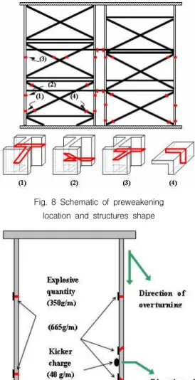 Fig. 8 Schematic of preweakening location and structures shape