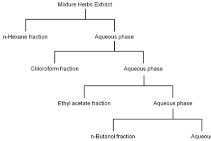 Fig. 1. Flow diagram for the fractionation of mixture extracted from medicinal herbs.
