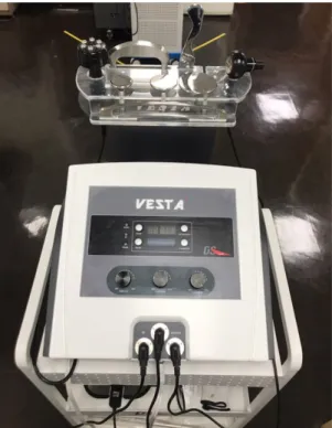 Fig.  1. Appearance  of  high  frequency  therapy.타나며,  수주~수개월 내에 80%  이상 회복된다3,4).  아무런 치료를 받지 않은 환자에게서 눈에 띄는 회복이 일어나는 시기는 발병일로부터 3주 이내이며,  이차적인 기능 회복이 일어나는 시기는 발병일로부터 3개월,  그다음은 6개월 후라고 하였고,  환자 중 15~31%에서는 평균 발병 후 약 3~6개월 후부터 후유증이 생긴다5)