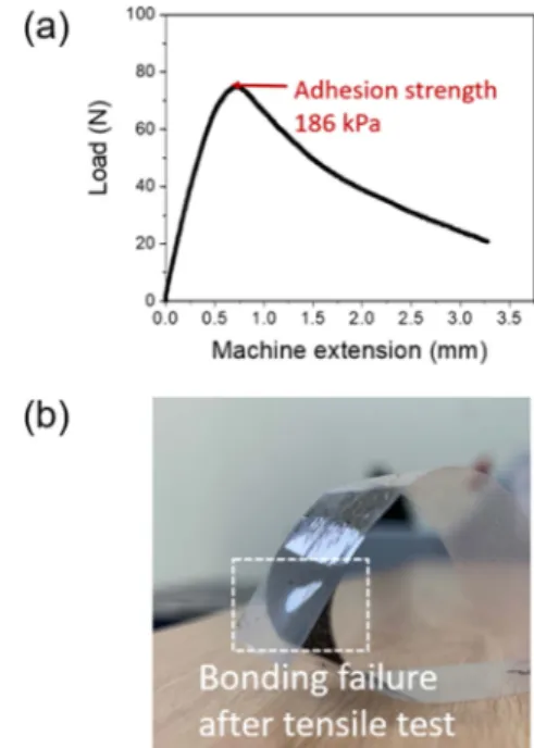 Fig. 6. (a) PET/CNT/PET bonding specimen after microwave irradiation process, (b) image of MWNTs ink after microwave irradiation