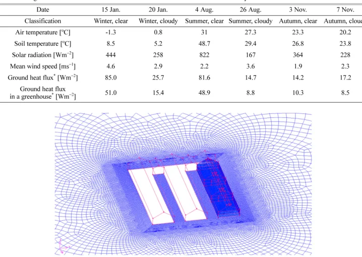 Fig. 2. Surface and volume meshing used during the CFD simulations of the greenhouse.