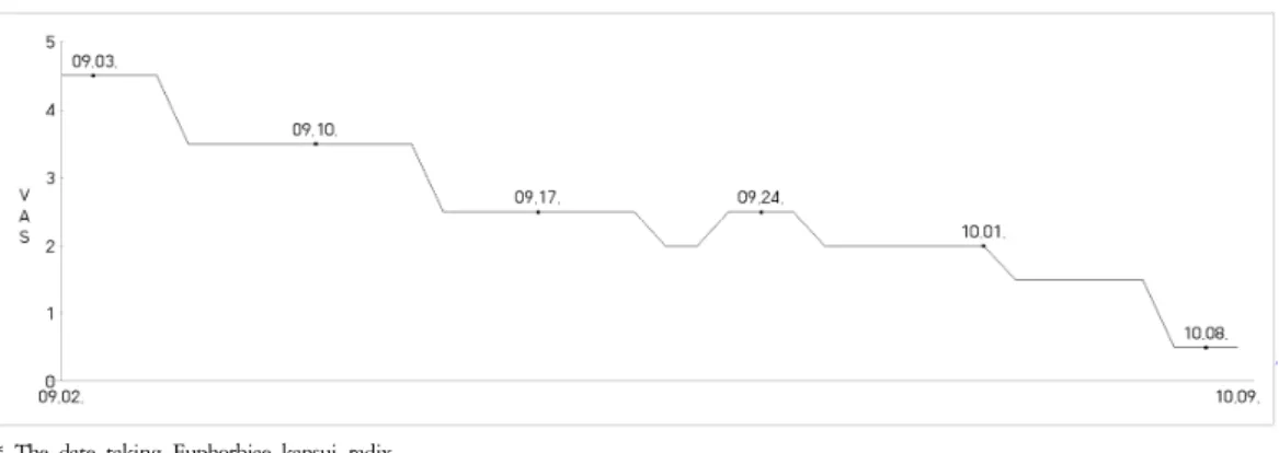 Figure 1. Changes of VAS of the dizziness (The values were indicated to median)