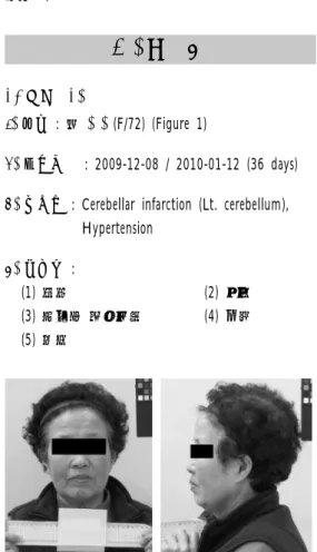 Figure  1.  The  front  &amp;  lateral  side  of  face 에  양말을 벗은 채 바른 자세로 올라서서 두발을 모으고 똑바로 서게 한 다음 양손을 차렷 자세로 양쪽 허벅지에 살짝 붙이게 한다