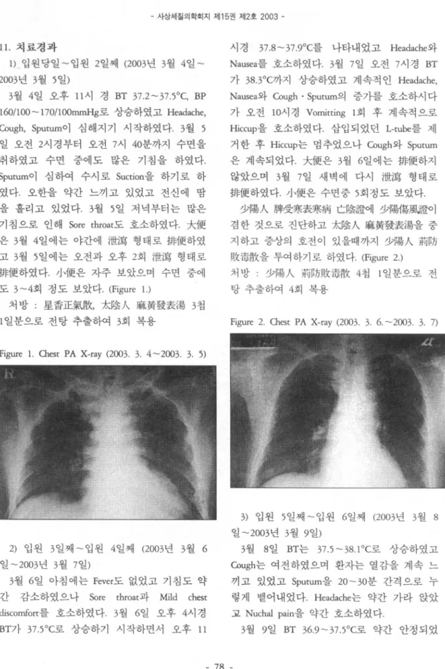 Figure l. Chest PA X-ray (2003. 3. 4~2003. 3. 5)