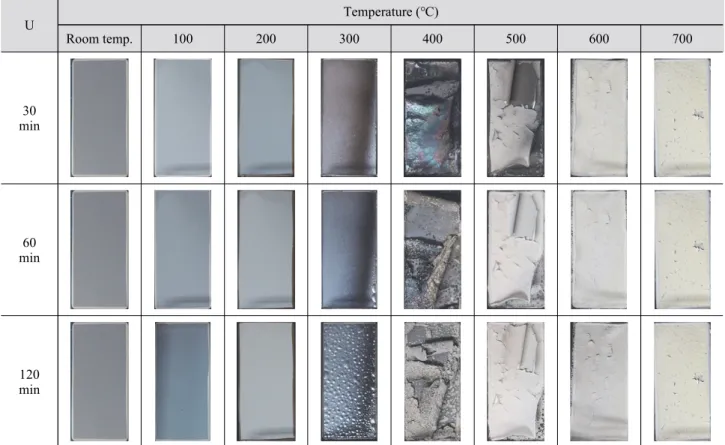 Fig. 5. Surface condition according to temperature and duration time