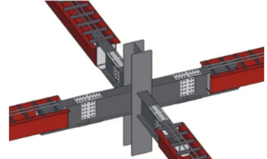 Fig.  1.  Connections  with  beam  consisting  of  H-section  and  U-section  members