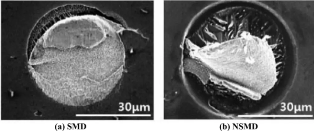 Fig. 6 은 조성  Sn-3.0Ag-0.5Cu 일 때의 고속전단 파단면