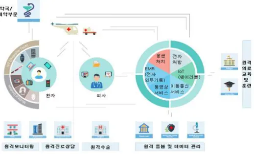 그림 2 원격의료 서비스의 분야 및 구성요소