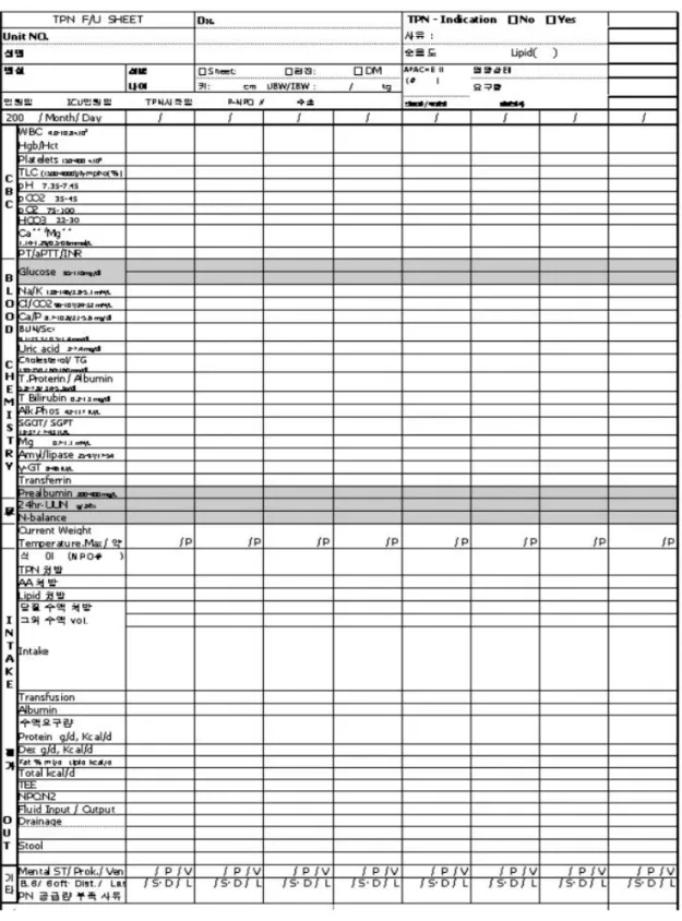 Table 1. 경과기록지