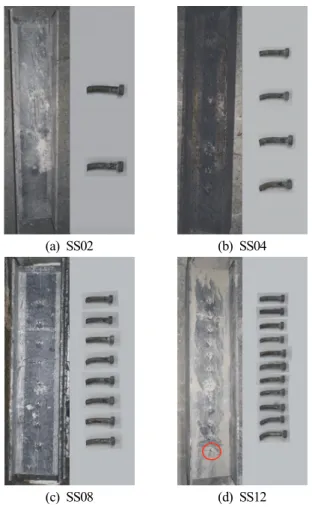 Fig. 15.  Deformation of  welded  joint of  shear  stud of  specimens