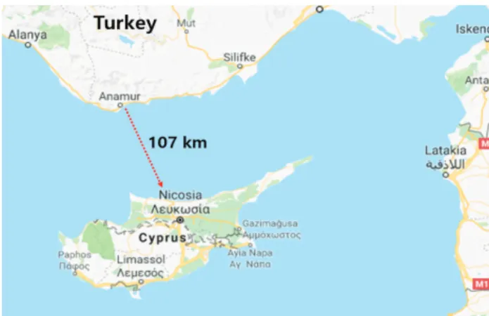 Fig. 1. Turkey-North Cyprus pipeline map [1]