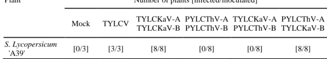 Table 4. Infectivity test of TYLCKaV and PYLCThV DNA-B swapping. 