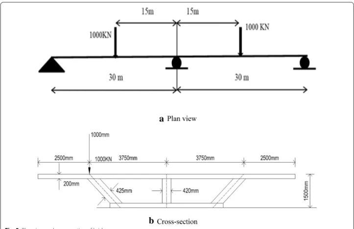 Fig. 5  Plan view and cross-section of bridge.