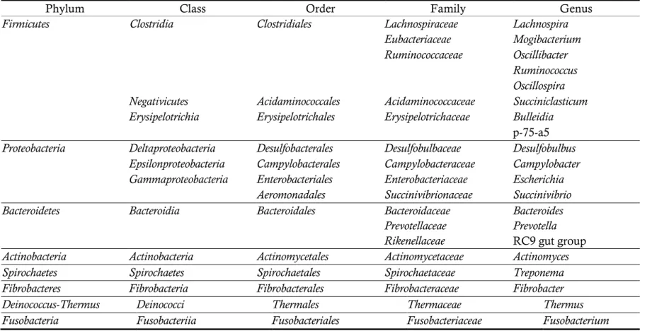 Table 2. Bacterial composition of the epimural community (Li et al., 2012; Petri et al., 2013) 