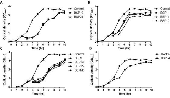 Fig.  2.2.  Inhibition  assays  of  LT2C  (wild  type)  with  each  phage.  A,  BtuB-
