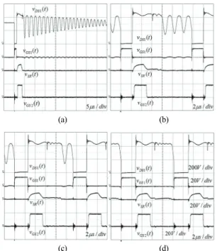 Fig. 11. (a) Switch waveform during turn-off state without  snubber, (b) switch waveform during turn-off state  with the proposed snubber
