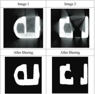 Fig. 4. Image processing results of two cross sectional images  by applying of the bilateral filter