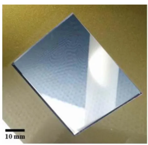 Fig. 4.  Image of manufactured 5 cm × 5 cm SiNx pellicle by KOH wet etching process with water bath.