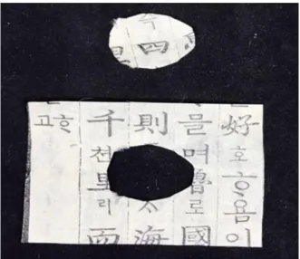 Figure  4.  Types  of  damaged  old  paper.  (A)  punched  and  (B)  split 