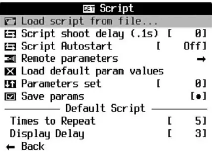 Fig. 8. Script interface powered in S110 camera by CHDK 1.3.