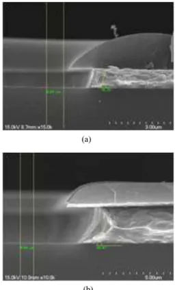 Fig. 4에 etch stop현상이 발생할 경우의 Critical dimen- dimen-sion (CD) skew를 나타내었다. 일반적으로 etch time이 증가할수록 식각 속도가 비례적으로 급격하게 증가하 는데  반면  위  범위의  함량의  경우 20초  노출  시 (0.26 µm)와 100초 노출 시(0.51 µm)를 보면 노출 시간 에 따라 비례적으로 CD skew가 증가하지 않는 것을 확인하였다