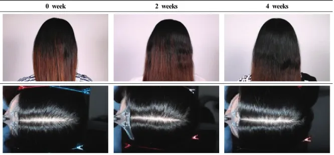 Figure 1. Examples of visual assessments for hair condition using hair shampoo and hair essence.