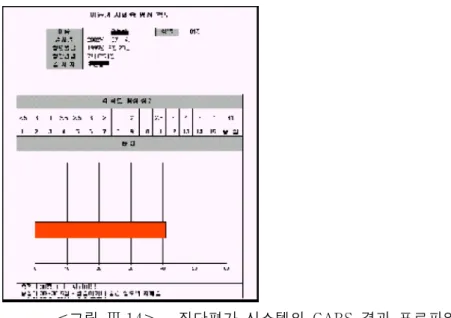 그림 진단평가 시스템의 결과 프로파일 < Ⅲ .14> CARS 또한 수기 프로파일과 진단 평가 시스템의 프로파일 결과는 일치하였다CARS . 수기로 결과 프로파일을 작성하는 전문가는 결과의 정확성을 위한 검산 ( 檢算 ) 작 업을 하였다