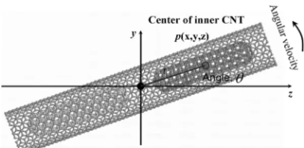 Fig. 2. System consisted by double walled by Open ended (10,10) CNT and close ended (5,5) CNT.