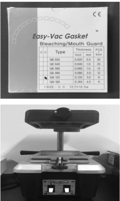 Fig.  1-1.    mouth  guard  made  for  impression  and  stone  model(Left  :  alginate  impression,  Right  :  stone  model)
