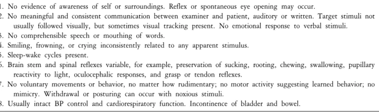Table  7.  Criteria  for  determination  of  vegetative  state