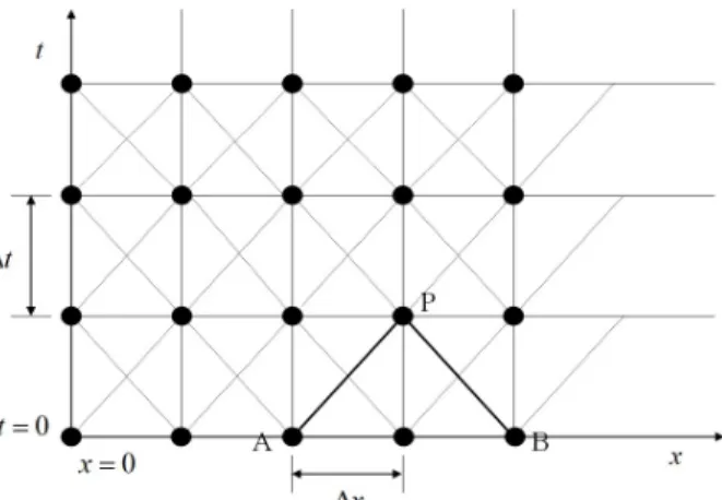 Fig. 2. Characteristic lines of the method of characteristics