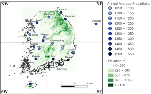 Fig. 1. Location of weather stations used in this study