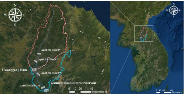 Fig. 1. The location of Imjin river basin including Hwanggang and April 5th dams