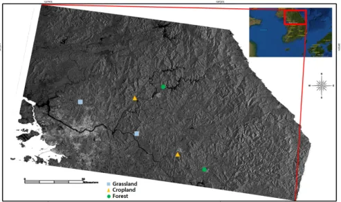 Fig. 1. Study sites for each land cover classification