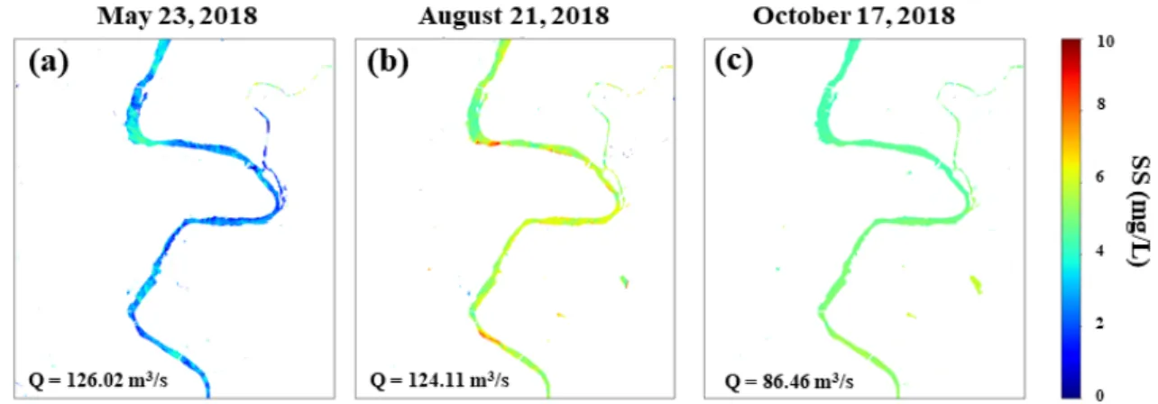 Fig. 11. SS map using developed SVR model at the confluence of Nakdong river and Geumho river