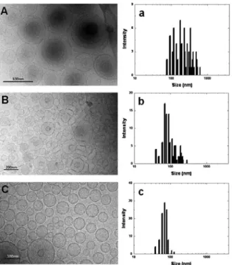 Figure 1. Transmission electron microscope images of the  ethosomes down-sized by using different mechanical stirring  methods